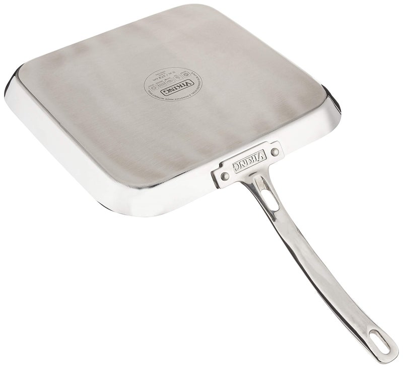 Viking Contemporary 3-Ply Non Stick Griddle Pan, 11 Inch Stainless Steel Nonstick Grill Pan, Dishwasher and Oven Safe, Induction Ready, Black - Image 4