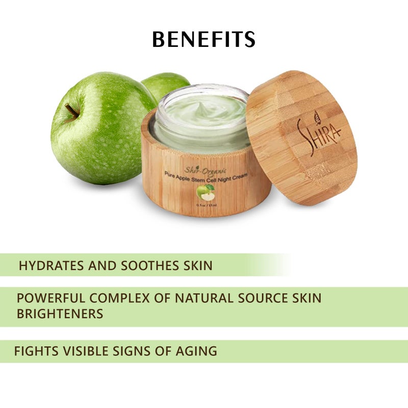 Shira Shir-Organic Pure Apple Stem Cell Night Cream Lightweight Hyperpigmented Combination & Mature Skin Powerful Natural Source Skin Brighteners(15 ML) - Image 3