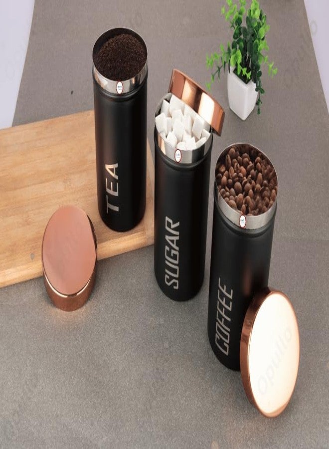 Opullo Mother's Choice Stainless Steel Coffee Tea Sugar Containers Set | Sugar Tea Coffee Jars for Kitchen Set of 3 | 500 Gms - Image 2