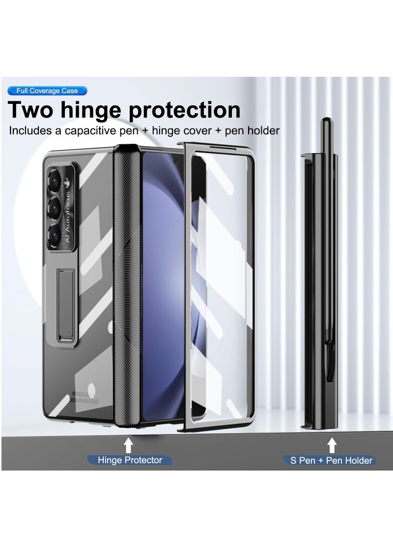 Beauenty Full Body Cover for Samsung Galaxy Z Fold 5, with Fold Edition Pen and Pen Holder Accessorise, Built-in Screen Protector, Replacement hinge, and Foldable Kickstand Z Fold5 5G Mobile Back Cover Black - Image 2