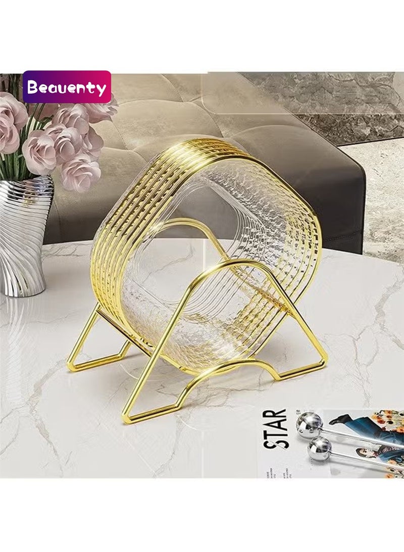 Beauenty Set of 8 Dessert Plates 6 Inch, Pinch Bowls for Cooking Prep, Reusable Plastic Plates with Gold Trim & Raised Edge, Small Plates for Appetizers Salad Snack, Cocktail Sandwich Plates - Image 1