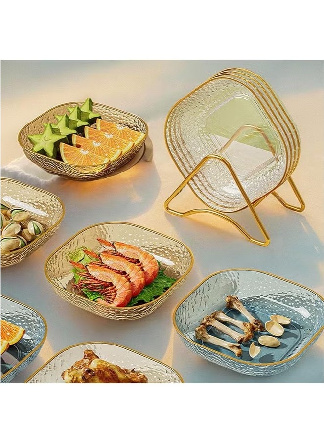 Beauenty Set of 8 Dessert Plates 6 Inch, Pinch Bowls for Cooking Prep, Reusable Plastic Plates with Gold Trim & Raised Edge, Small Plates for Appetizers Salad Snack, Cocktail Sandwich Plates - Image 3