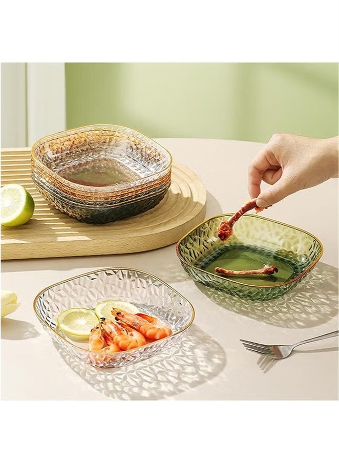 Beauenty Set of 8 Dessert Plates 6 Inch, Pinch Bowls for Cooking Prep, Reusable Plastic Plates with Gold Trim & Raised Edge, Small Plates for Appetizers Salad Snack, Cocktail Sandwich Plates - Image 4