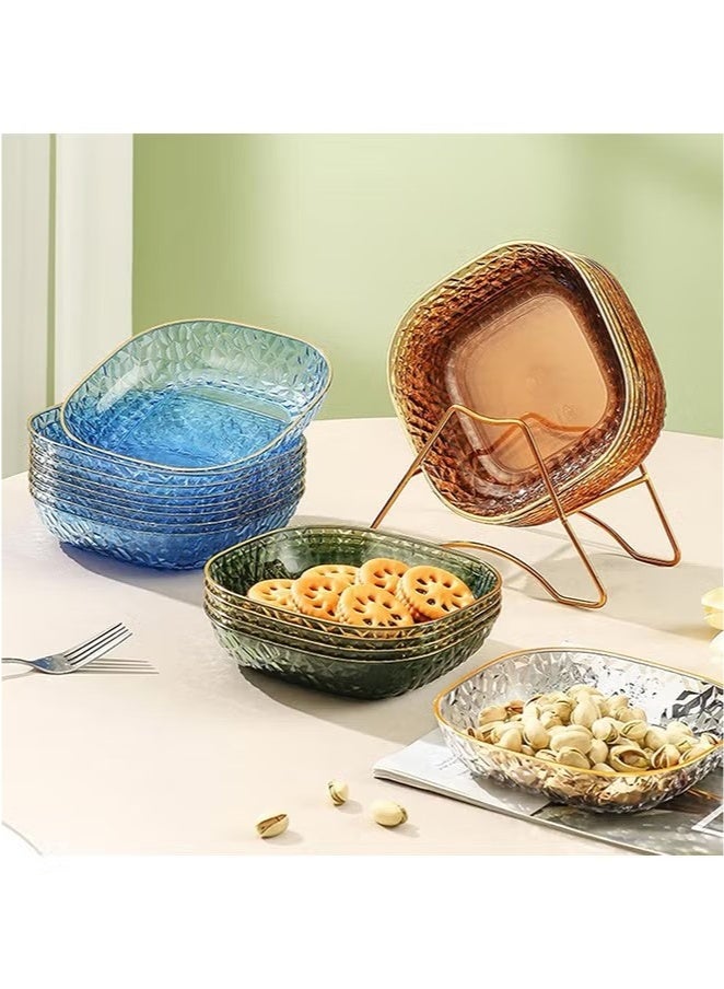 Beauenty Set of 8 Dessert Plates 6 Inch, Pinch Bowls for Cooking Prep, Reusable Plastic Plates with Gold Trim & Raised Edge, Small Plates for Appetizers Salad Snack, Cocktail Sandwich Plates - Image 5