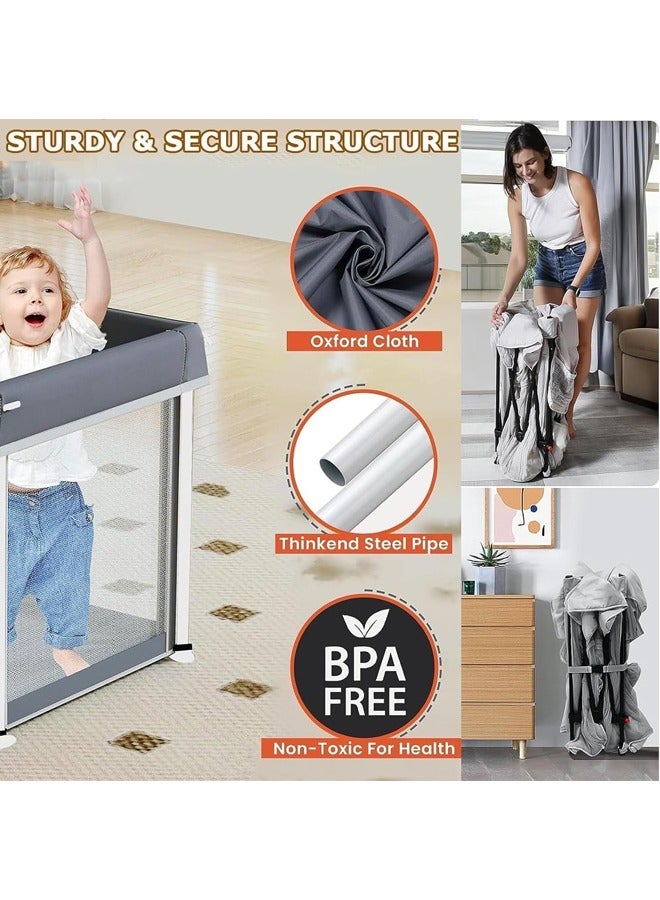 Foldable Baby Playpen for Toddler,Portable Baby Fence Ultimate Activity Center with Zipper Door - Large Baby Play Area Yard for Indoor & Outdoor Toddlers with Breathable Mesh and Non-Slip Base - Image 2