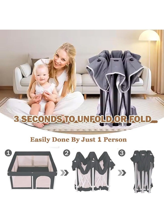 Foldable Baby Playpen for Toddler,Portable Baby Fence Ultimate Activity Center with Zipper Door - Large Baby Play Area Yard for Indoor & Outdoor Toddlers with Breathable Mesh and Non-Slip Base - Image 4