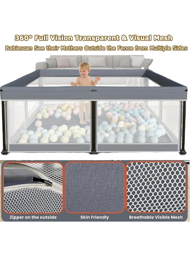 Foldable Baby Playpen for Toddler,Portable Baby Fence Ultimate Activity Center with Zipper Door - Large Baby Play Area Yard for Indoor & Outdoor Toddlers with Breathable Mesh and Non-Slip Base - Image 5