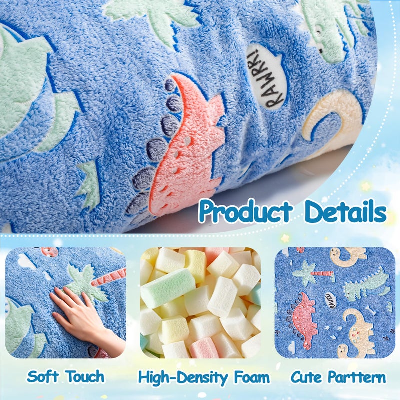 BRINJOY Kids Bean Bag Chair Bed, 3 in 1 Memory Foam Filled Bean Bag Sofa with Removable Cover for Playroom Daycare Bedroom, Toddlers Lazy Floor Mattress Lounger for Boys Girls, Glowing Dinosaur - Image 3