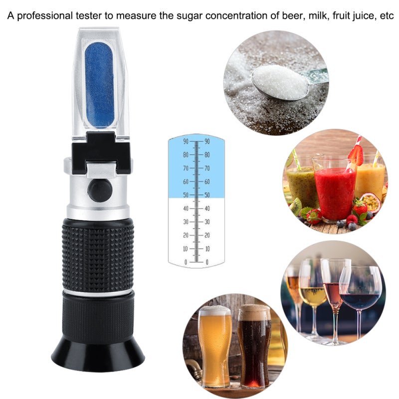 Brix Refractometer: Aluminum Construction Handheld Meter - Automatic Temperature Compensation Sugar Tester for Food Industry Beverage & Fruit Concentration Testing - Image 1