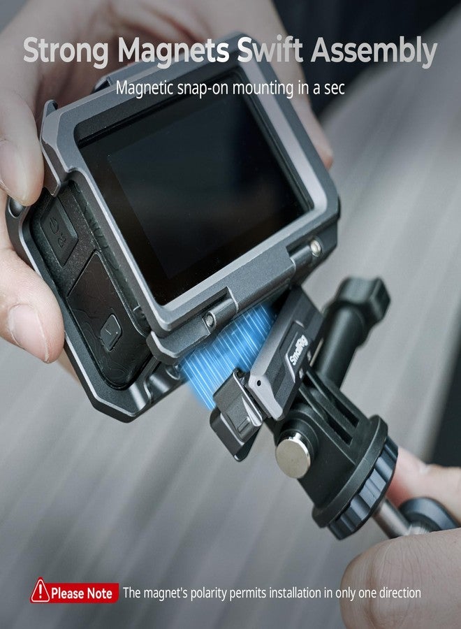 SMALLRIG Magnetic Mount Adapter for DJI OSMO 360 / Action 5/4 / 3 - Quick-Release Aluminum Base with 1/4" Thread & Foldable Connector for Tripods, Selfie Sticks, Vlogging Accessories - 3662B - Image 3