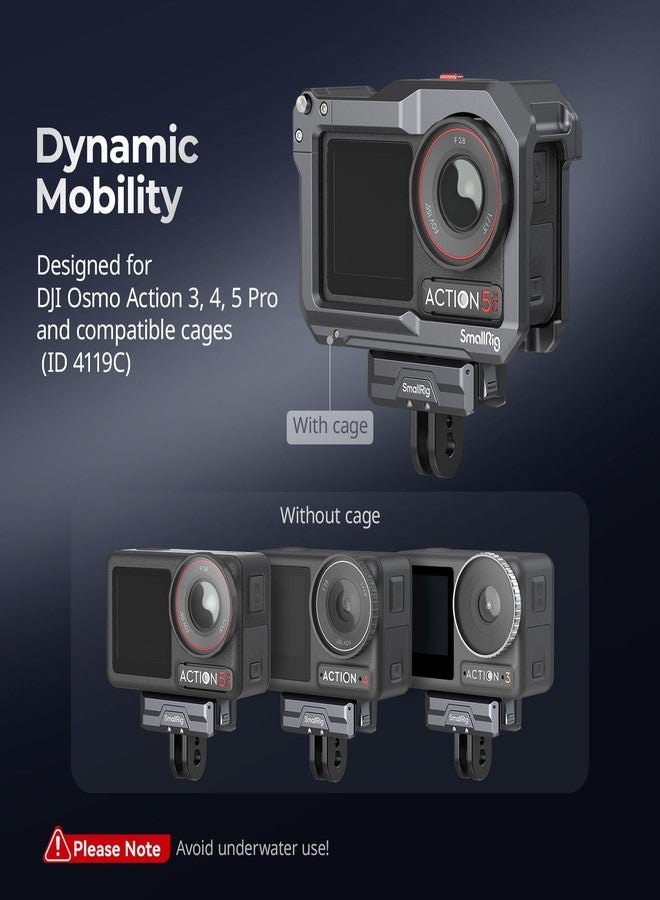 SMALLRIG Magnetic Mount Adapter for DJI OSMO 360 / Action 5/4 / 3 - Quick-Release Aluminum Base with 1/4" Thread & Foldable Connector for Tripods, Selfie Sticks, Vlogging Accessories - 3662B - Image 2