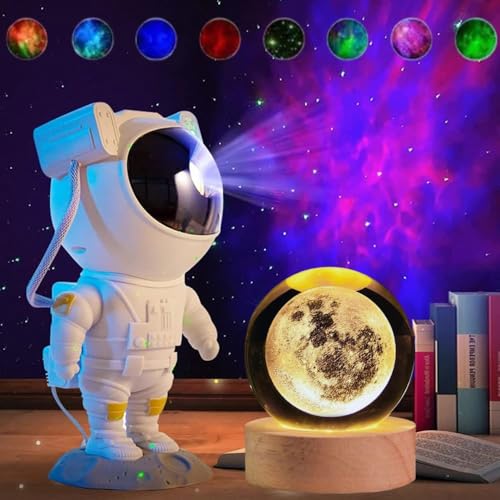 Desidiya Combo OF Astronaut Galaxy Projector Night Light & Moon Crystal Ball LED Light Space Lamp for Kids’ Bedroom, Gaming Room, Home & Party Decor, Adjustable Head Light for Home & Office Decoration - Image 1