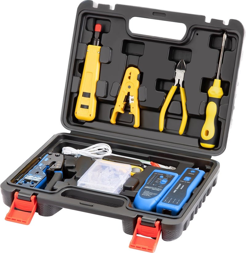 Gaobige Network Tool kit Cat6 Cat5e Cat5 Crimping Tool RJ45 Crimp Tool kit Pass Through rj45 Crimper Wire Tracker 11088 Punchdown Tool Cat6 Pass Through Connectors - Image 2