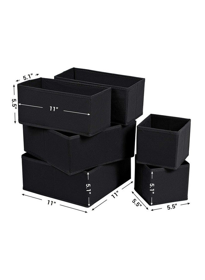 House of Quirk Foldable Cloth Storage Box Closet Dresser Drawer Organizer Cube Basket Bins Containers Divider with Drawers for Underwear, Bras, Socks, Ties, Scarves, Set of 6 (Black) - Image 5