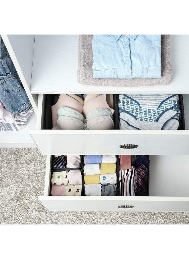 House of Quirk Foldable Cloth Storage Box Closet Dresser Drawer Organizer Cube Basket Bins Containers Divider with Drawers for Underwear, Bras, Socks, Ties, Scarves, Set of 6 (Black) - Image 3