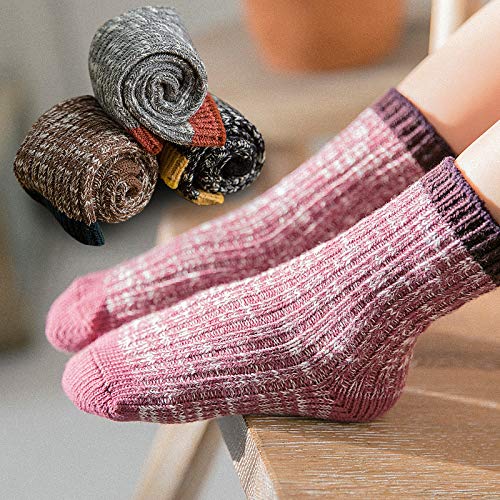 CoCoCute Baby Boys Girls Socks - 3 Pairs Toddler Thick Warm Seamless Chunky Knit Cotton Kid Cotton Crew Socks (M(3-5Y), Girls) - Image 3