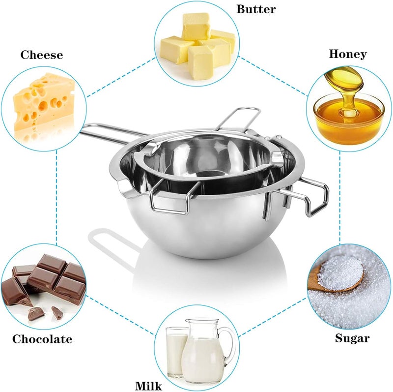 Sysmie Double Boiler Pot Set for Melting Chocolate, Butter, Cheese, Caramel and Candy - 18/8 Steel Melting Pot, 2 Cup Capacity, Including The Biggest and Smallest Capacity… - Image 4