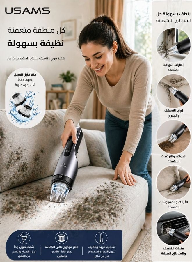 Usams Vacuum cleaner , 5500PA Powerful Suction, Portable Rechargeable Mini Vacuum Cleaner for Quick Car/Home / Kitchen /Room Cleaning Enywhere easy to cleaning - Image 2