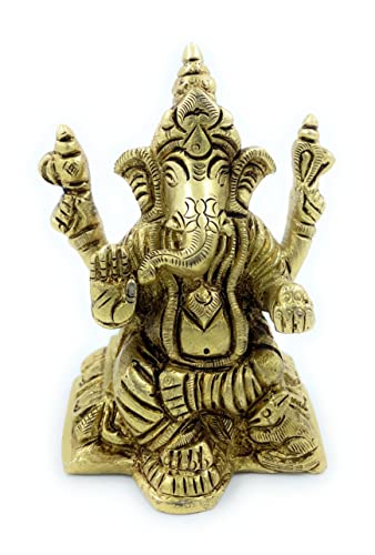 Achleshwar Right Trunk Ganesh Idol | Ashtadhatu Ganesh Murti | Chowki Base with Mushak Handcarved Lacquer Finish | Multicolor | Standard Size - Image 4