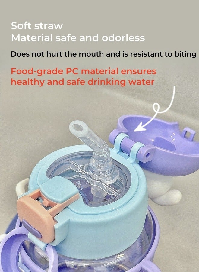 Cartoon Children's Cartoon Transparent Outdoor Water Cup Anti-fall Doll Water Cup 600ML - Azure - Image 3