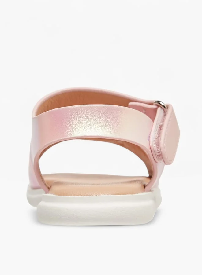Flora Bella By Shoexpress Girls Embellished Strap Sandals With Hook And Loop Closure