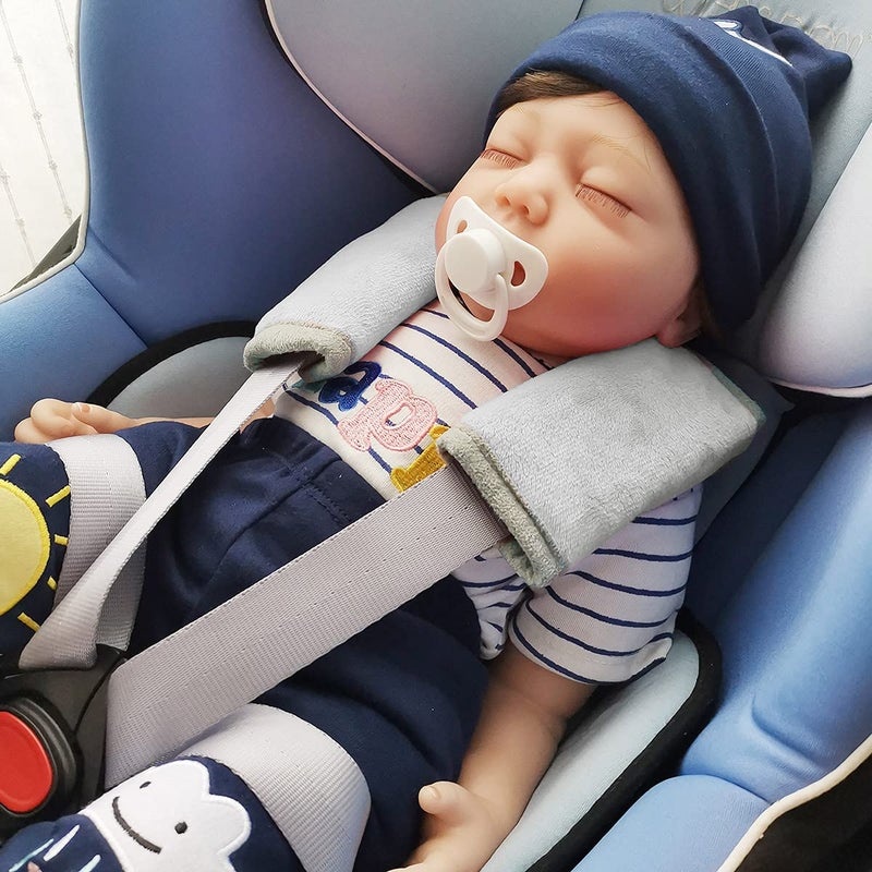 ICOPUCA Car Seat Strap Covers for Baby Kids, Seat Belt Covers Strap Pads Cushion for boy Girl, Protect Neck and Shoulder rubbing, Anti-Slip Design, Universal for Stroller/Carrier/Pushchair Grey - Image 3