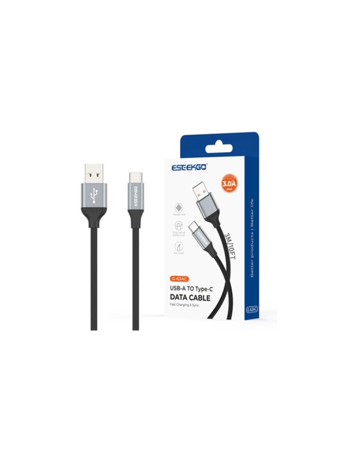 كابل بيانات ESEEKGO G-63AC USB إلى Type-C - كابل شحن ونقل بيانات سريع بطول 3 أمتار - Image 1