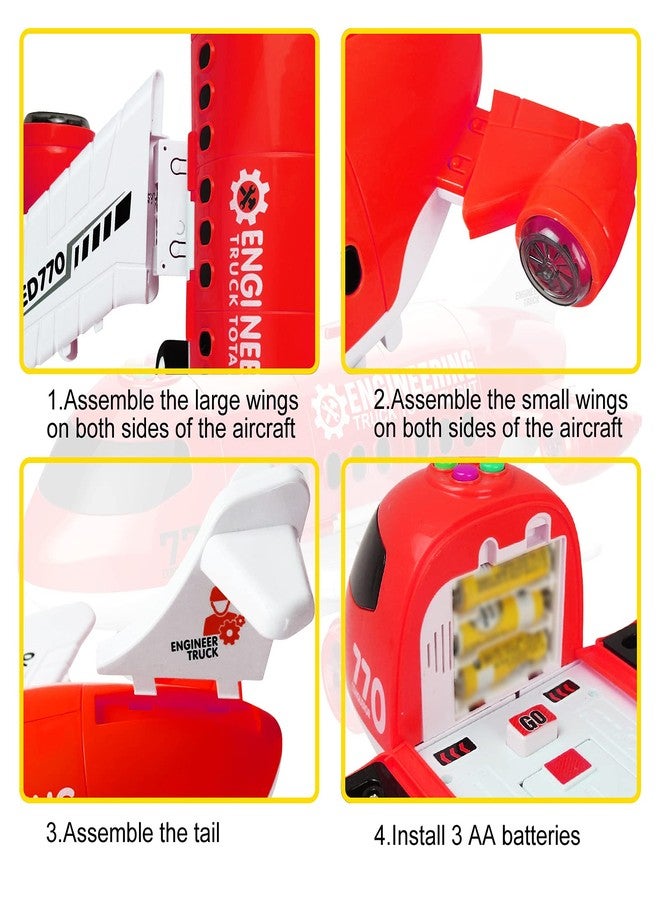 Coolplay Red Airplane Toy Set - Rescue Fire Truck & Ambulance Car with Lights & Sound for Boys 3-6 Years - Image 3