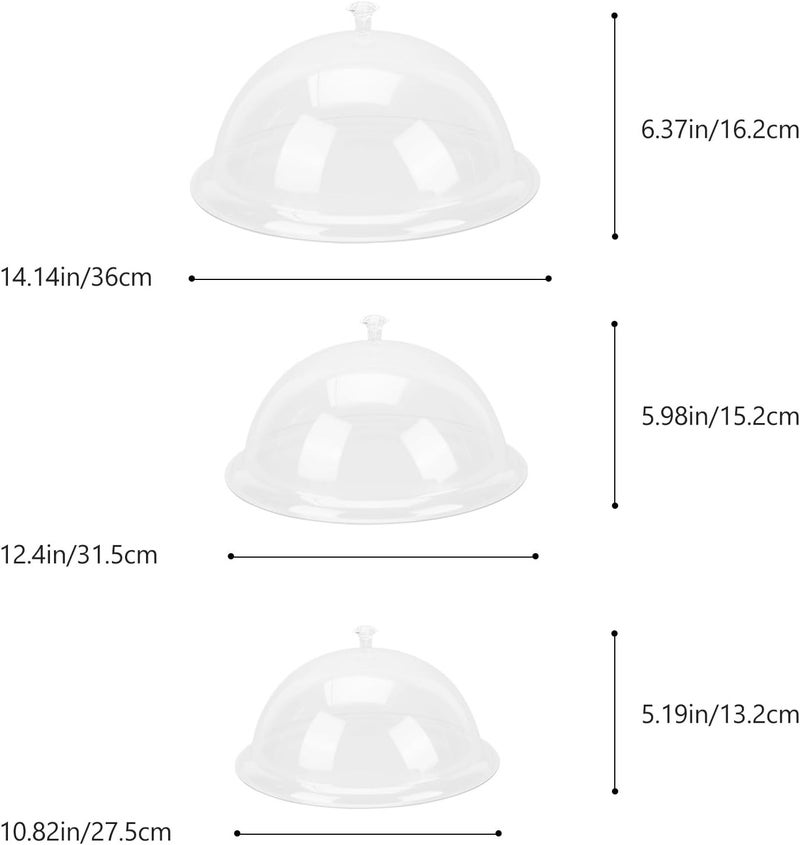 ABOOFAN 3pcs Acrylic Food Cover Set, round Cake and Dessert Tray Covers, Dustproof Insulation Dome for Kitchen and Dining Serving - Image 2