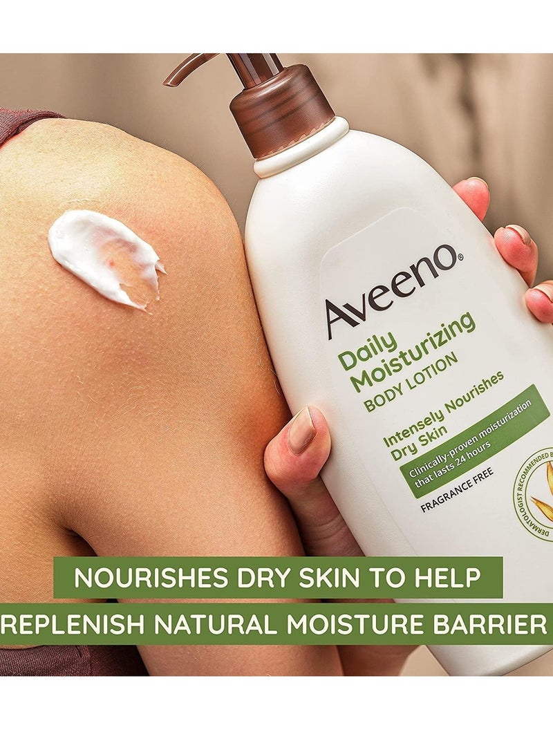 Aveeno Daily Moisturizing Lotion 354 ml is a product designed to moisturize dry and sensitive skin. It contains ingredients such as natural bath tub that help soothe the skin and deeply moisturize it. This product is suitable for daily use on the entire body, and absorbs quickly without leaving any greasy residue. It can also be used for fungal infections over the age of 3 months.