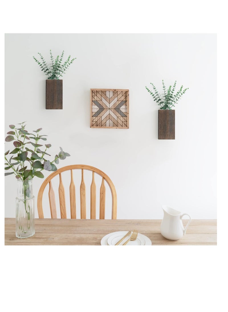 KASTWAVE 2 Pack Wood Wall Planter Vase, Hanging Baskets Planter, with Plant Farmhouse Wall Hanging Decor Pocket Planter, for Indoor Fake Plants Greenery, Living Room Bedroom Kitchen Home Office Decoration  - Image 3