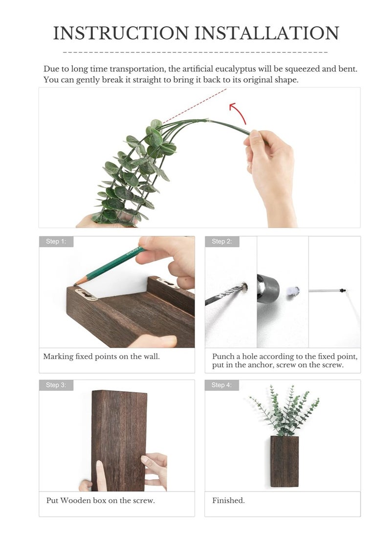 KASTWAVE 2 Pack Wood Wall Planter Vase, Hanging Baskets Planter, with Plant Farmhouse Wall Hanging Decor Pocket Planter, for Indoor Fake Plants Greenery, Living Room Bedroom Kitchen Home Office Decoration  - Image 5