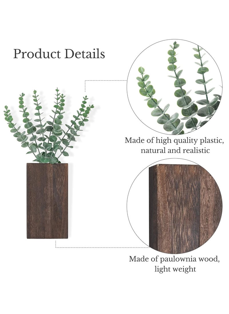 KASTWAVE 2 Pack Wood Wall Planter Vase, Hanging Baskets Planter, with Plant Farmhouse Wall Hanging Decor Pocket Planter, for Indoor Fake Plants Greenery, Living Room Bedroom Kitchen Home Office Decoration  - Image 4