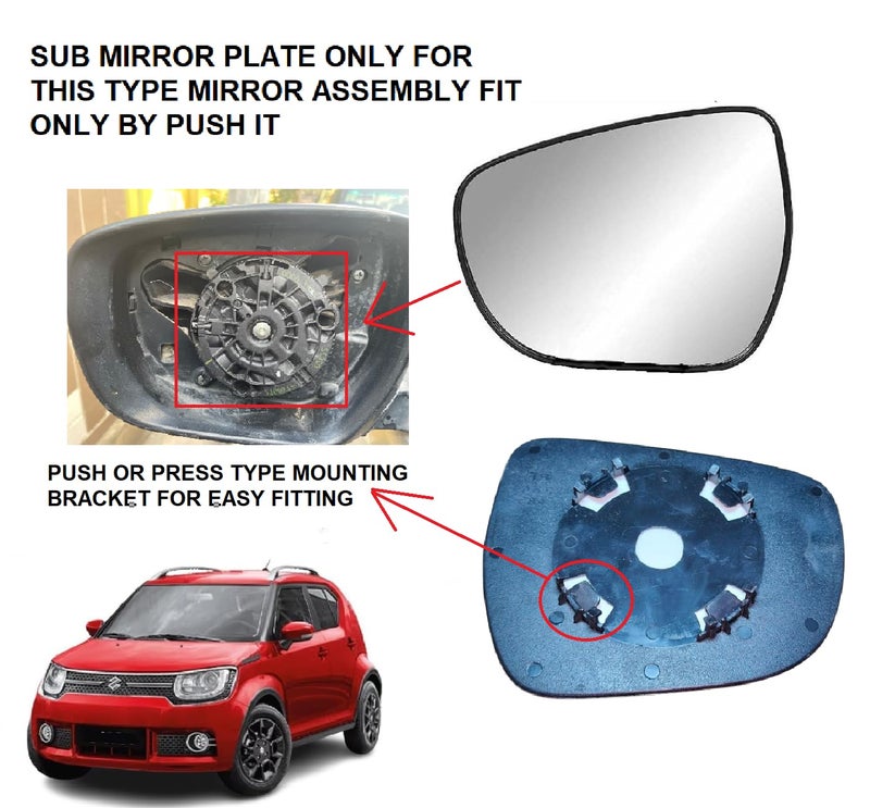 STYCARO -Side View Sub Mirror Glass Plate compatible with Maruti Suzuki Ignis 2016-2022 Model (LEFT PASSENGER SIDE) - Image 2