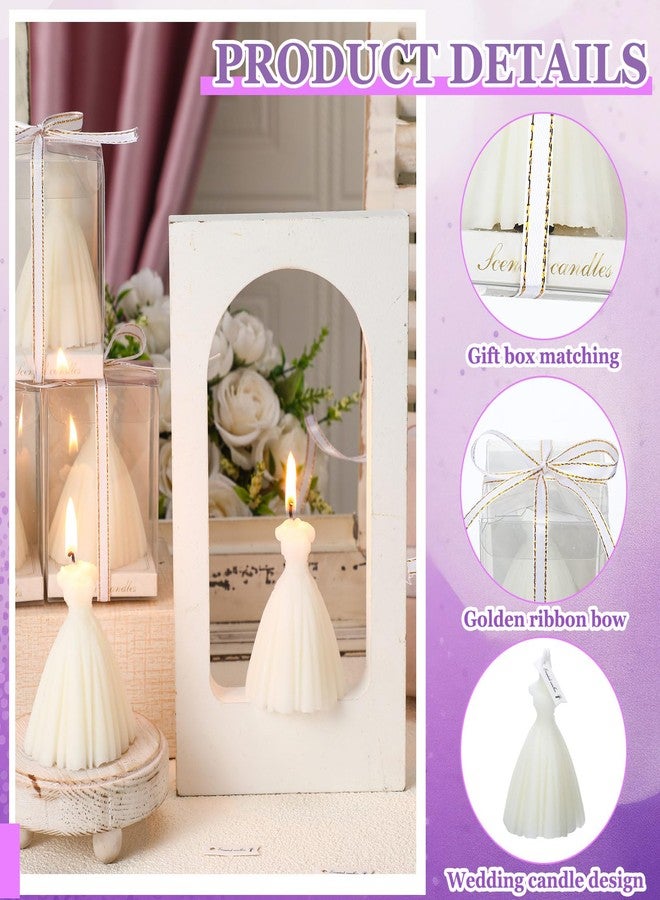 MTLEE 6 Pack Bridesmaid Wedding Dress Candle White Bridal Shower Gifts Candle with Box and Ribbon Handmade Soybean Wax Bridesmaid Bridal Shower Favors for Guests Gifts Engagement Ceremony Decor - Image 3