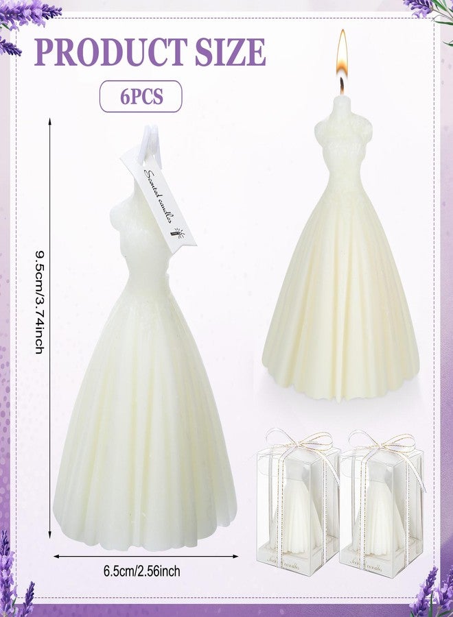 MTLEE 6 Pack Bridesmaid Wedding Dress Candle White Bridal Shower Gifts Candle with Box and Ribbon Handmade Soybean Wax Bridesmaid Bridal Shower Favors for Guests Gifts Engagement Ceremony Decor - Image 2