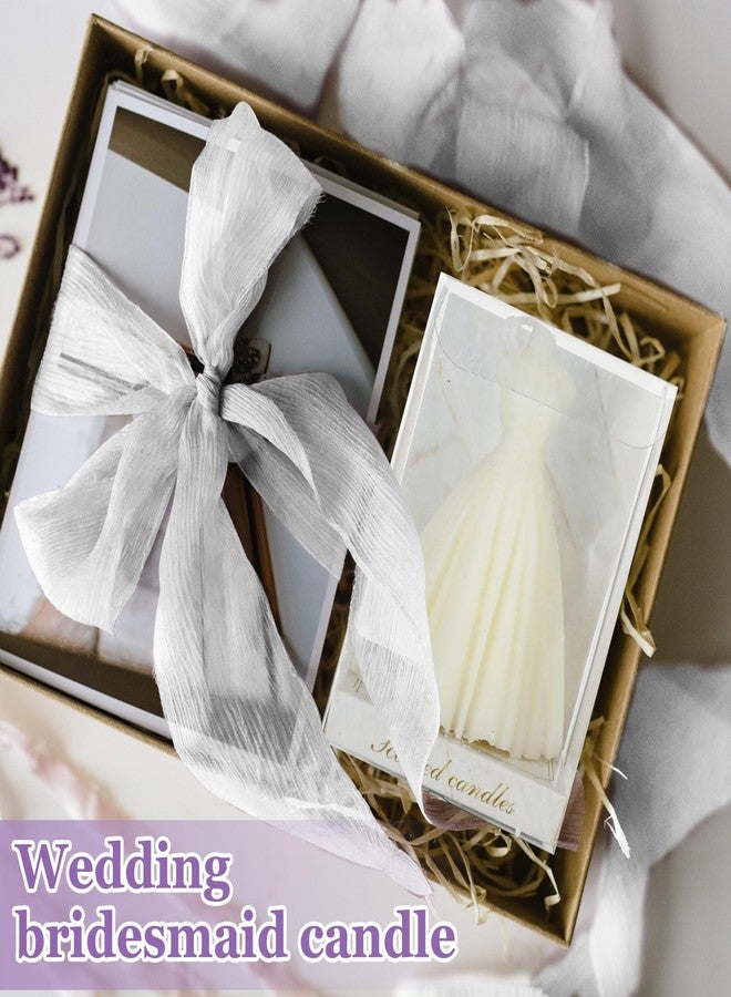 MTLEE 6 Pack Bridesmaid Wedding Dress Candle White Bridal Shower Gifts Candle with Box and Ribbon Handmade Soybean Wax Bridesmaid Bridal Shower Favors for Guests Gifts Engagement Ceremony Decor - Image 4