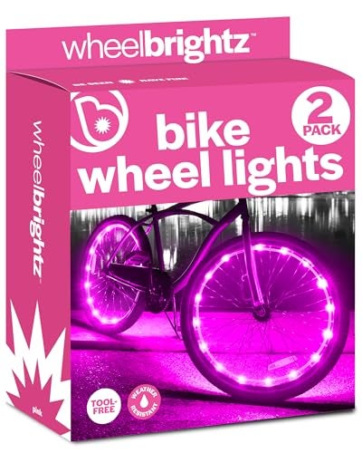 Brightz WheelBrightz Pink Bike Wheel Lights - Pink Bike Lights for Girls - Fun Colorful Pink Bike Accessories for Girls and Womens Bikes and Bicycles - Image 1