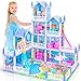 AmiDear Dollhouse with 4Story 11 Rooms Dream Gift Princess Doll House Playset with Furniture Blue Toddler House with Pool Slide for 3 4 5 6 7 8 9 10 Year Old Girls Kids - Image 3