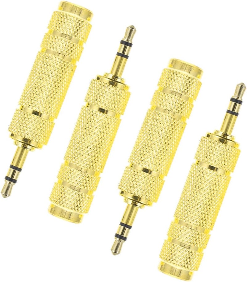 4pcs Zinc Alloy Audio Converter Adapter Male to Female Stereo Headphone Microphone Connector Compatible with Amplifiers Mixers Guitars - Image 1