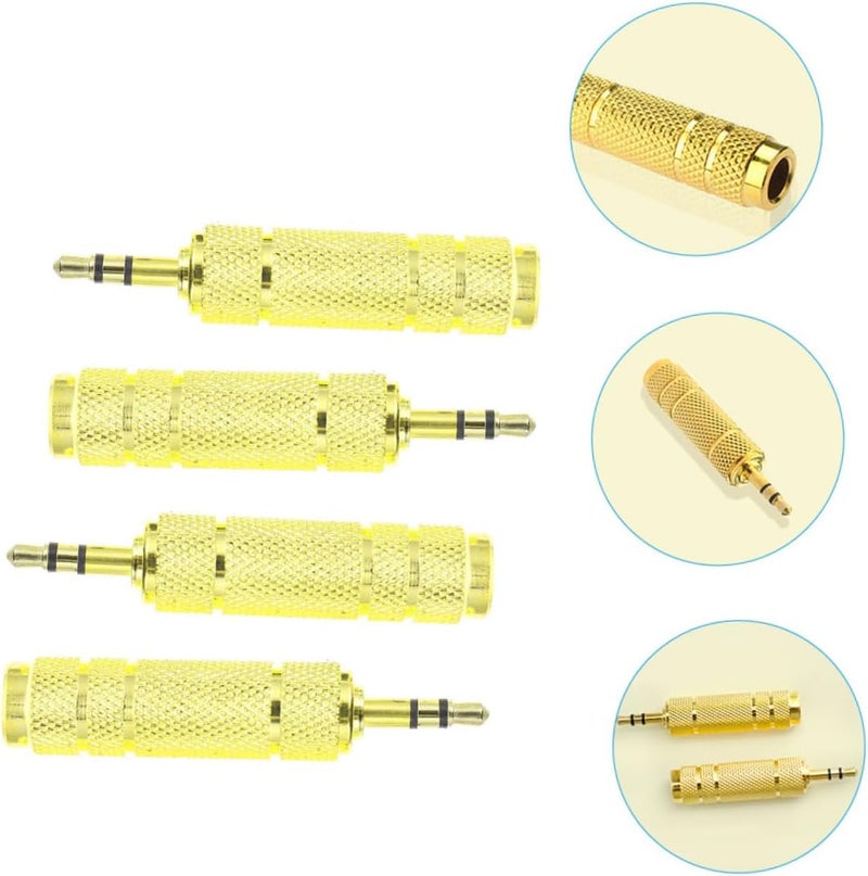 4pcs Zinc Alloy Audio Converter Adapter Male to Female Stereo Headphone Microphone Connector Compatible with Amplifiers Mixers Guitars - Image 4