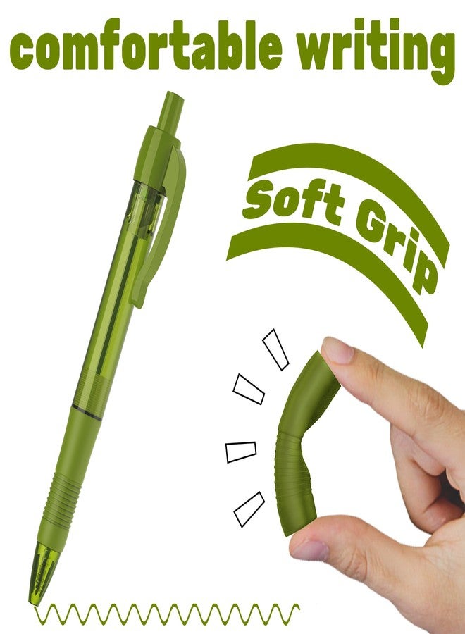 deegtran Pens Bulk, 30 Pack No Bleed Sage Green Ink Click Pens with Soft Grip, Wholesale Retractable Ballpoint Pens for Office School, Medium Point Smooth 1.0MM - Image 4
