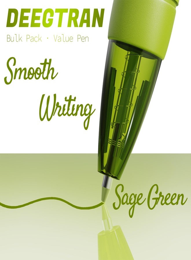 deegtran Pens Bulk, 30 Pack No Bleed Sage Green Ink Click Pens with Soft Grip, Wholesale Retractable Ballpoint Pens for Office School, Medium Point Smooth 1.0MM - Image 3