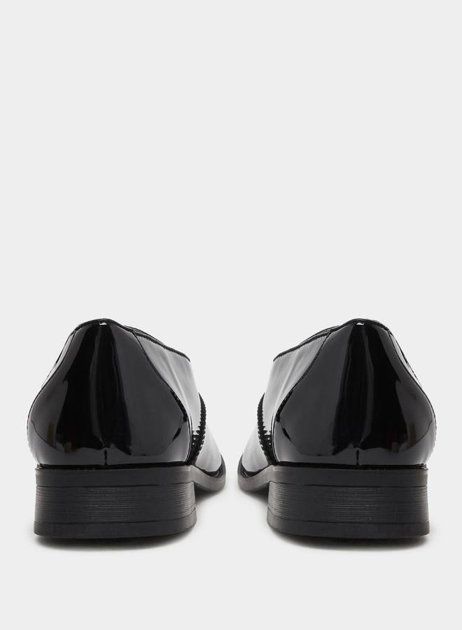 Styli Textured Pointed Toe Slip On Formal Shoes - Image 4