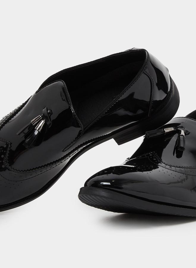 Styli Textured Pointed Toe Slip On Formal Shoes - Image 3