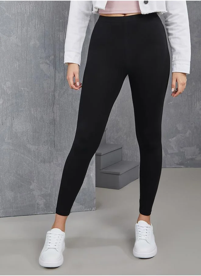 Styli Elastic Waistband Basic Leggings