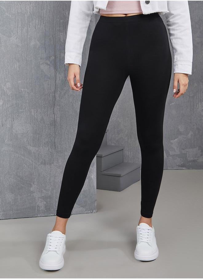 Styli - Elastic Waistband Basic Leggings - Image 1