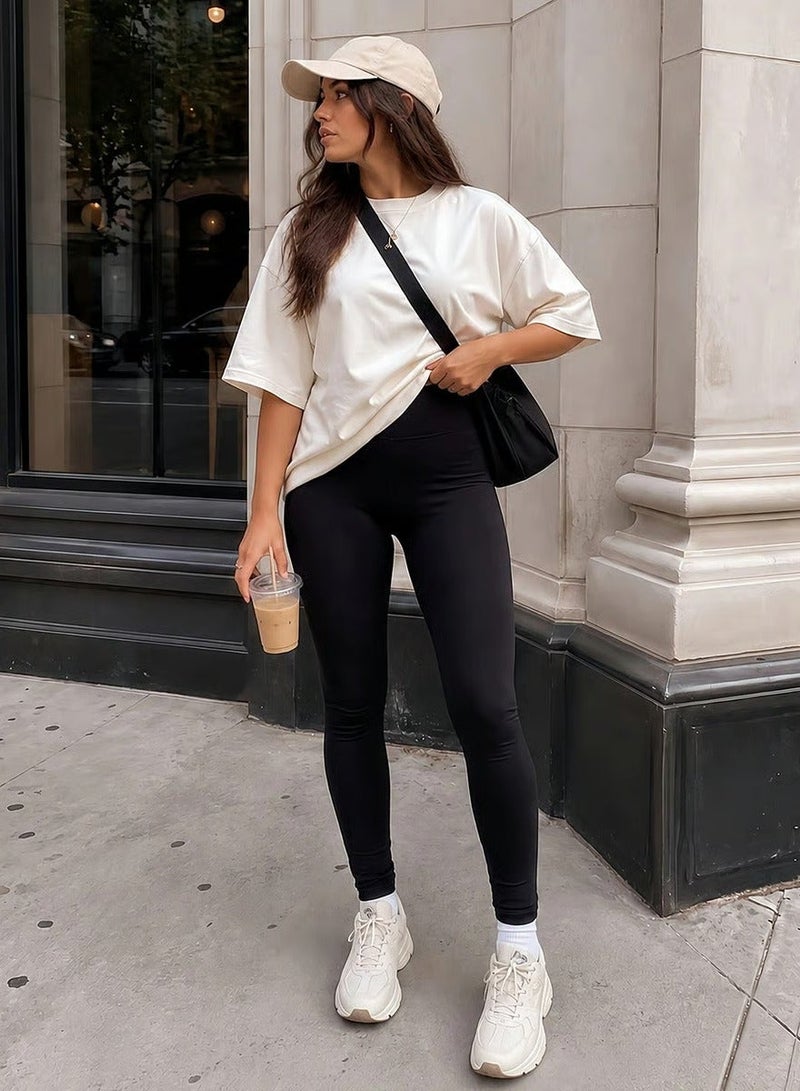 Take Two Elastic Waistband Basic Leggings - Image 1