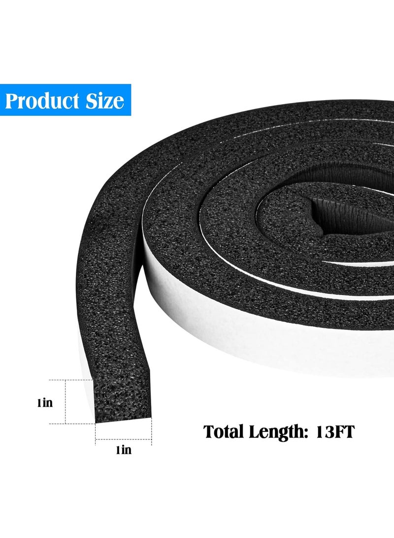 KISSUN Foam Strips with Adhesive, 1 Inch Wide X 1 Inch Thick, Neoprene Weather Stripping High Density Closed Cell Foam Tape Seal for Doors and Windows Insulation, Total 13 Feet Long(6.5ft x 2 Rolls) - Image 2