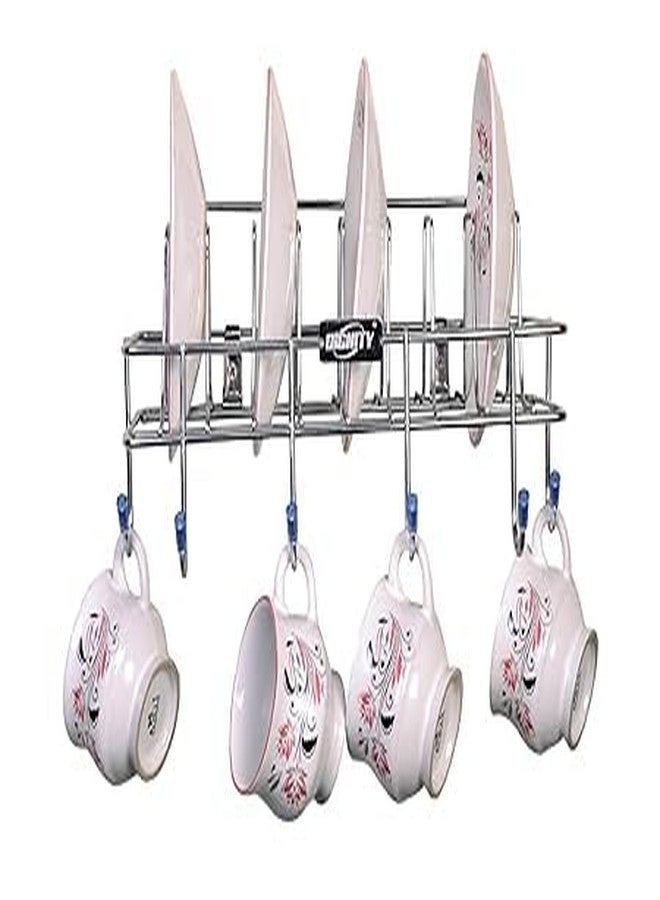 KAVSIYA Hanging Stainless Steel Cup and Saucer Stand for 6 Pieces, Cup Rack Organizer Holder, Drip Tray Holder, Plate Space Kitchen Saving Rack (Pack of 1) - Image 4